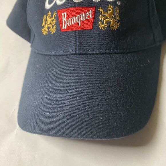 Coors Banquet Hat Beer Adjustable Baseball Cap Navy Blue Embroidered Logo - Picture 4 of 8